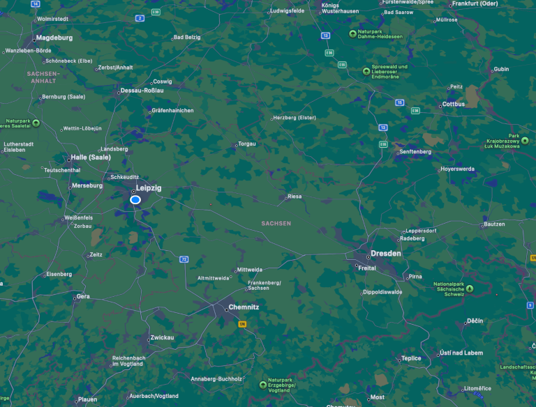 Karte von Mitteldeutschland