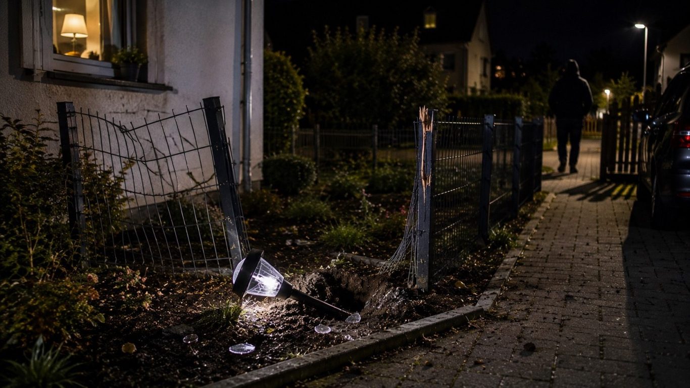 Sachbeschädigung – Privatdetektiv Oschatz Nächtliche Sachbeschädigung an Zaun und Gartenbeleuchtung – fiktives Fallbeispiel eines Privatdetektivs in Oschatz.